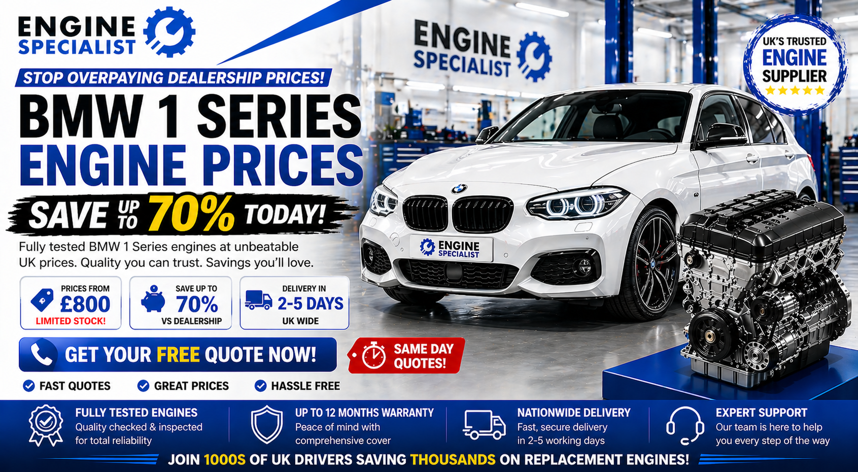 bmw 1 series engine prices with engine specialist