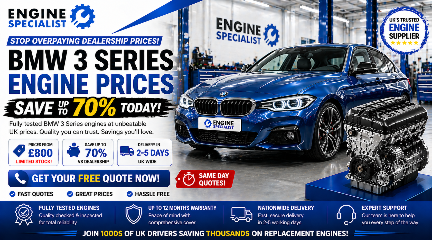 BMW 3 Series Engine Prices UK | Used & Reconditioned